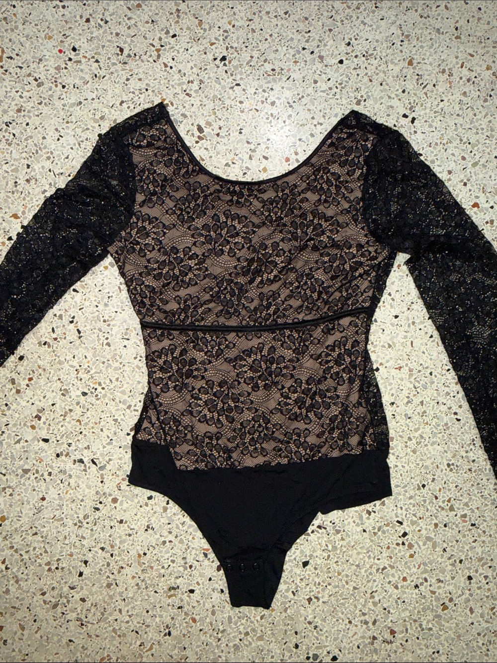 NWT Intimissimi green collection black lace long sleeve bodysuit M medium